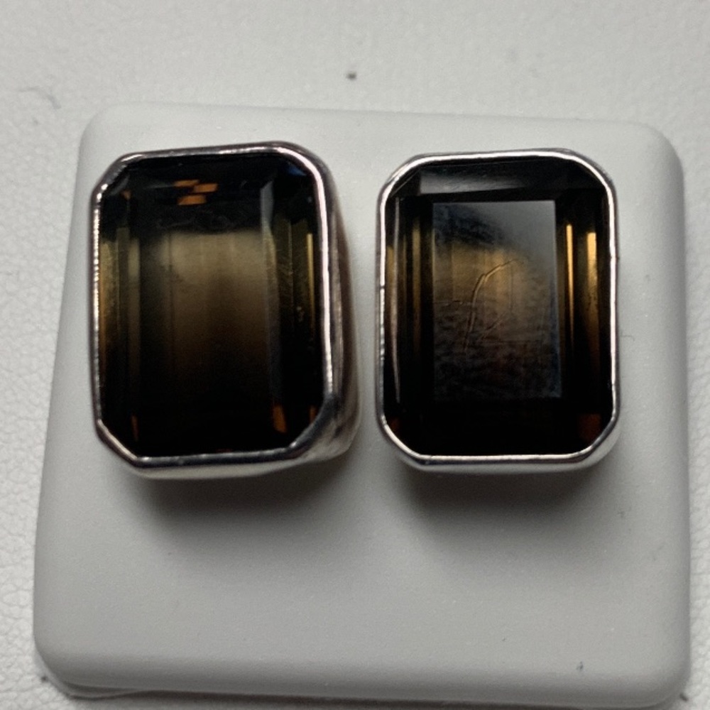 Charles Albert  silver Smokey Quartz earrings